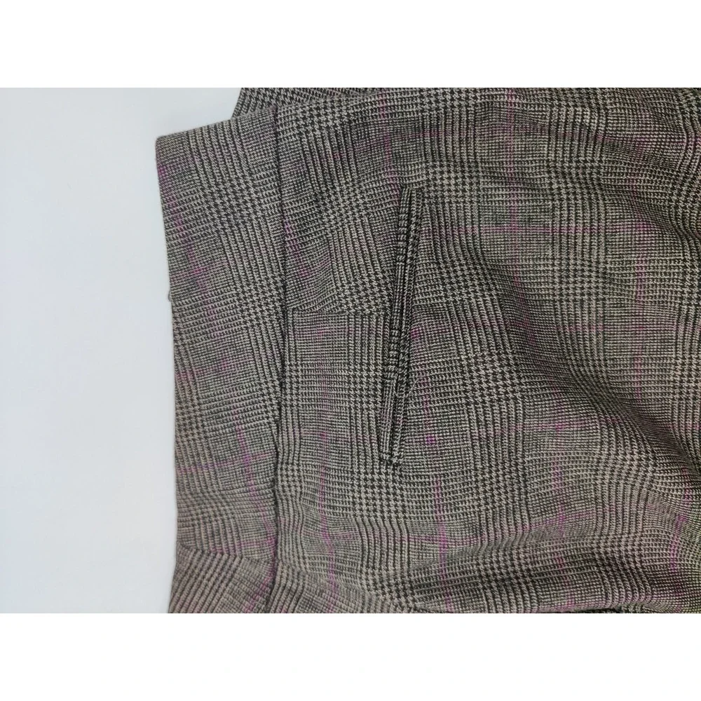 ANTONIO MELANI Women's Plaid Wide Pants Brown Viscose Polyester‎ Blend Size 8
